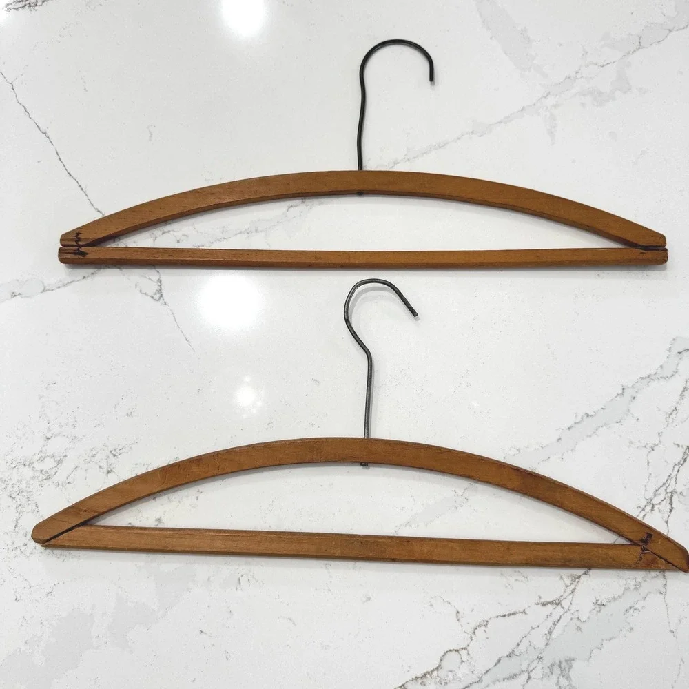 Vintage Advertising Wood dry cleaner Hangers: Everett WA & Wahiawa Oahu